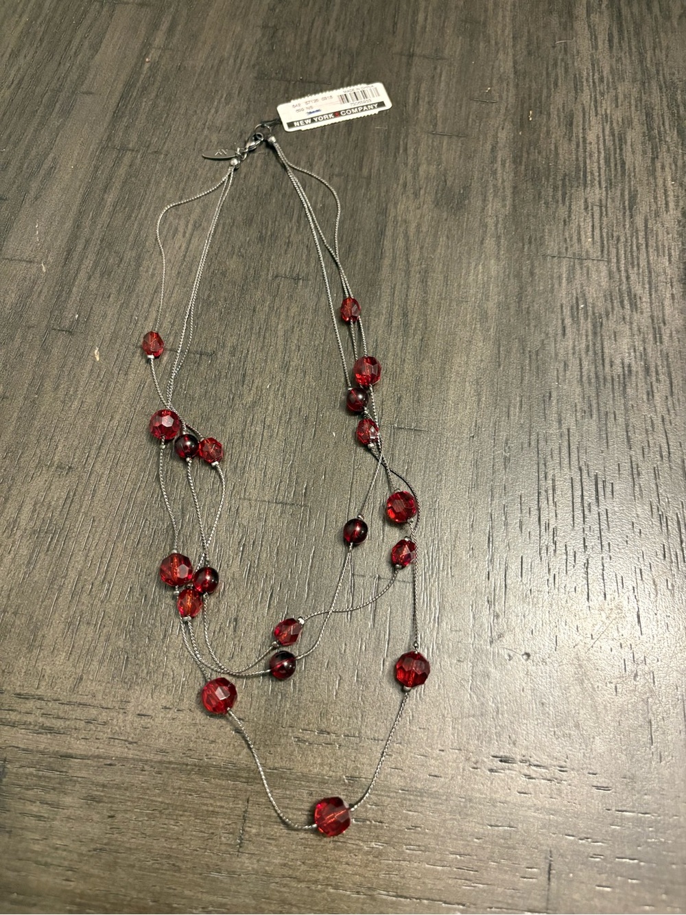 New York & Company Red Multi-Strand Bead Necklace